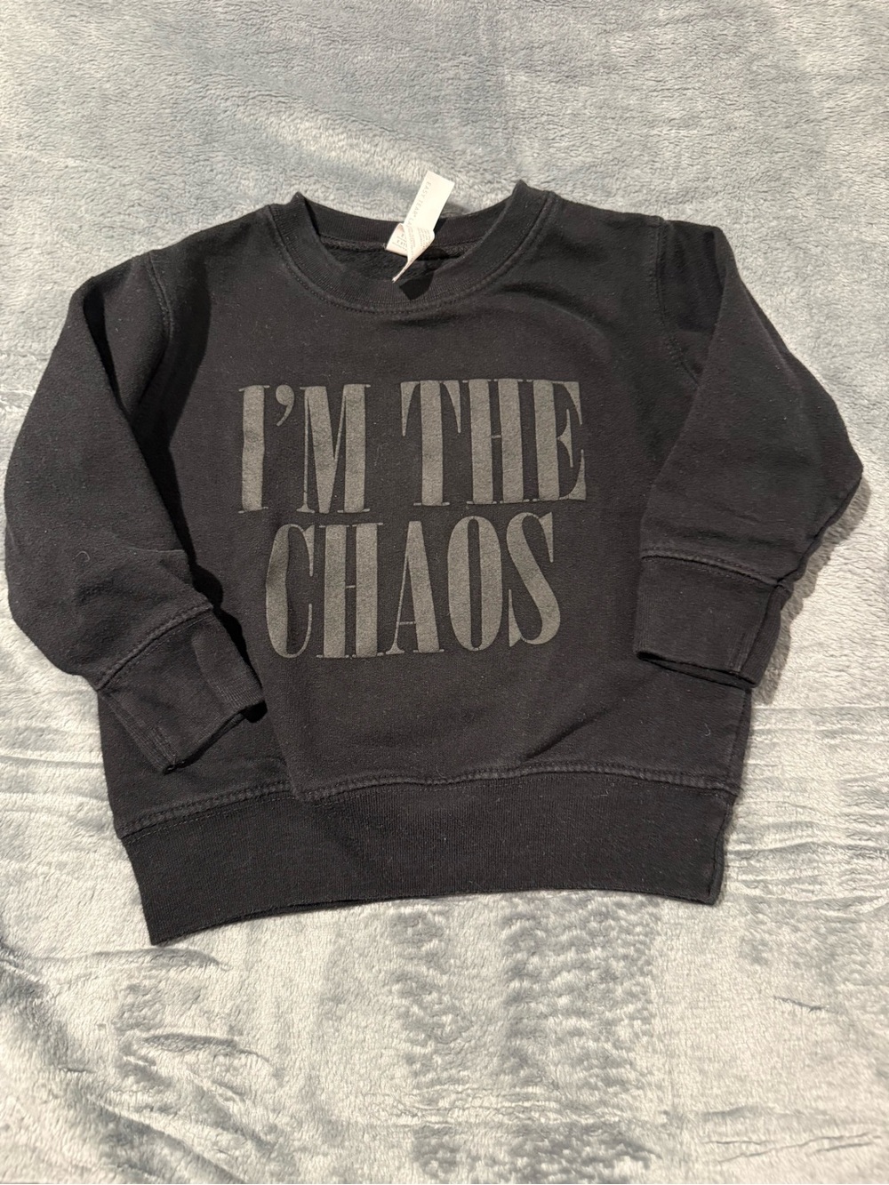 Black Kids Sweatshirt with 'I'M THE CHAOS' Graphic 2T